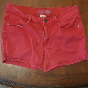 Faded Glory Red Jean Shorts Mid-Rise Relaxed Fit